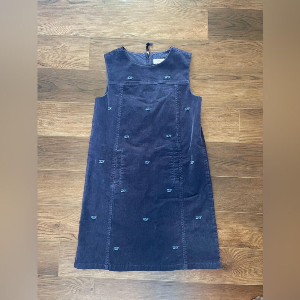 Vineyard vines children’s girls size 14-16 corduroy whale navy dress